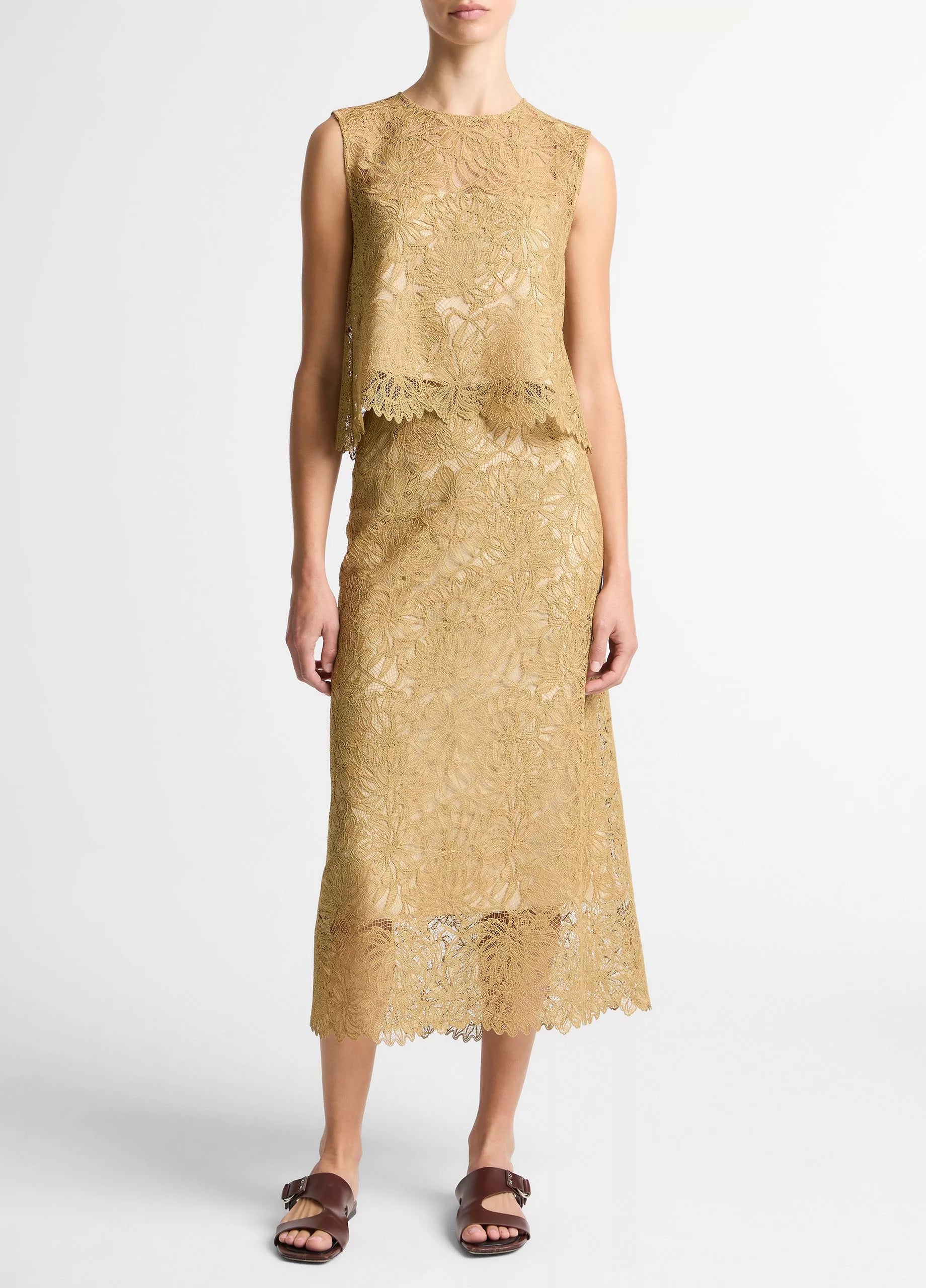 LACE SLIP SKIRT IN SOFT GOLD