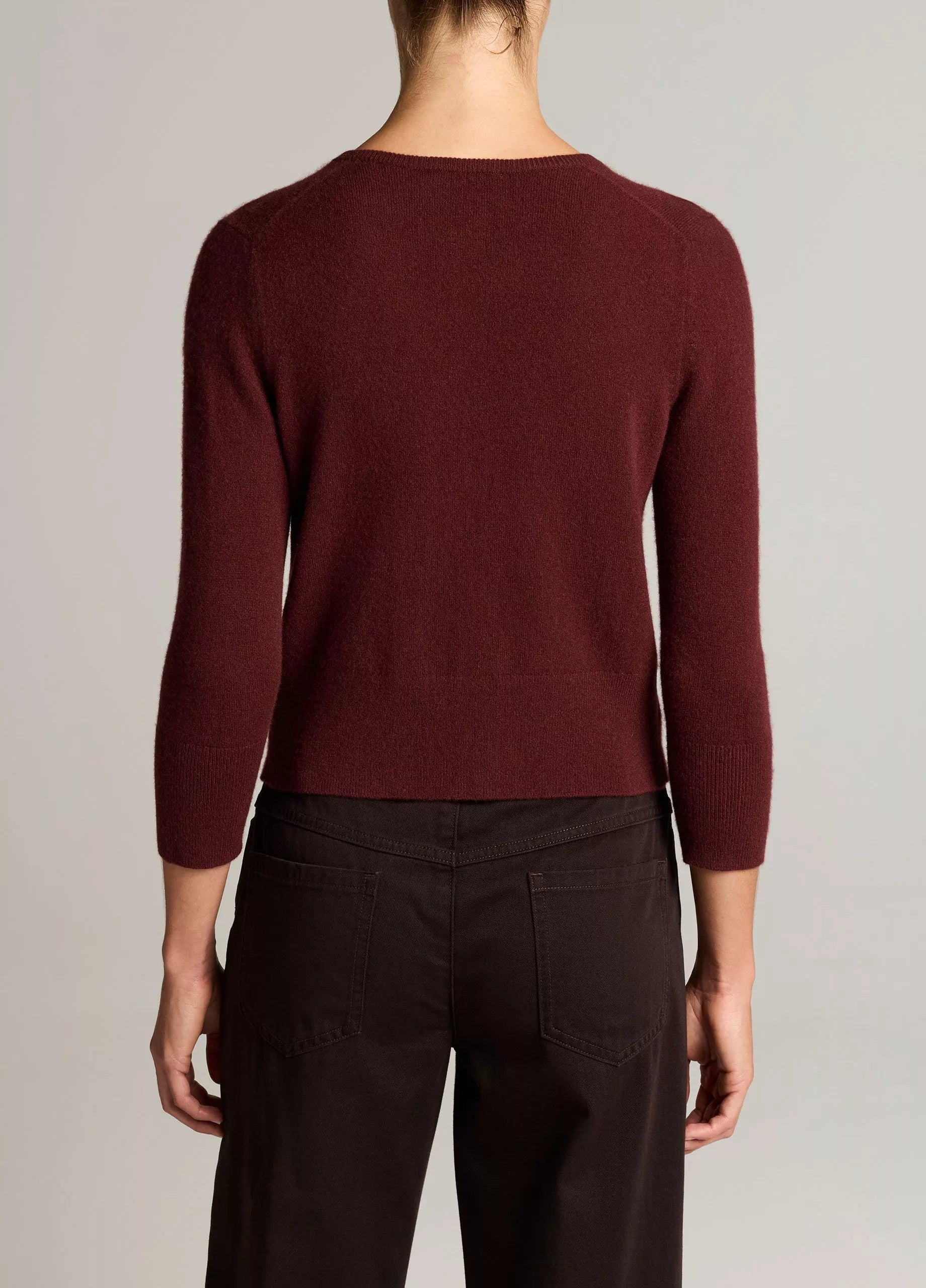 METAL BUTTON WOOL AND CASHMRE BLEND CARDIGAN