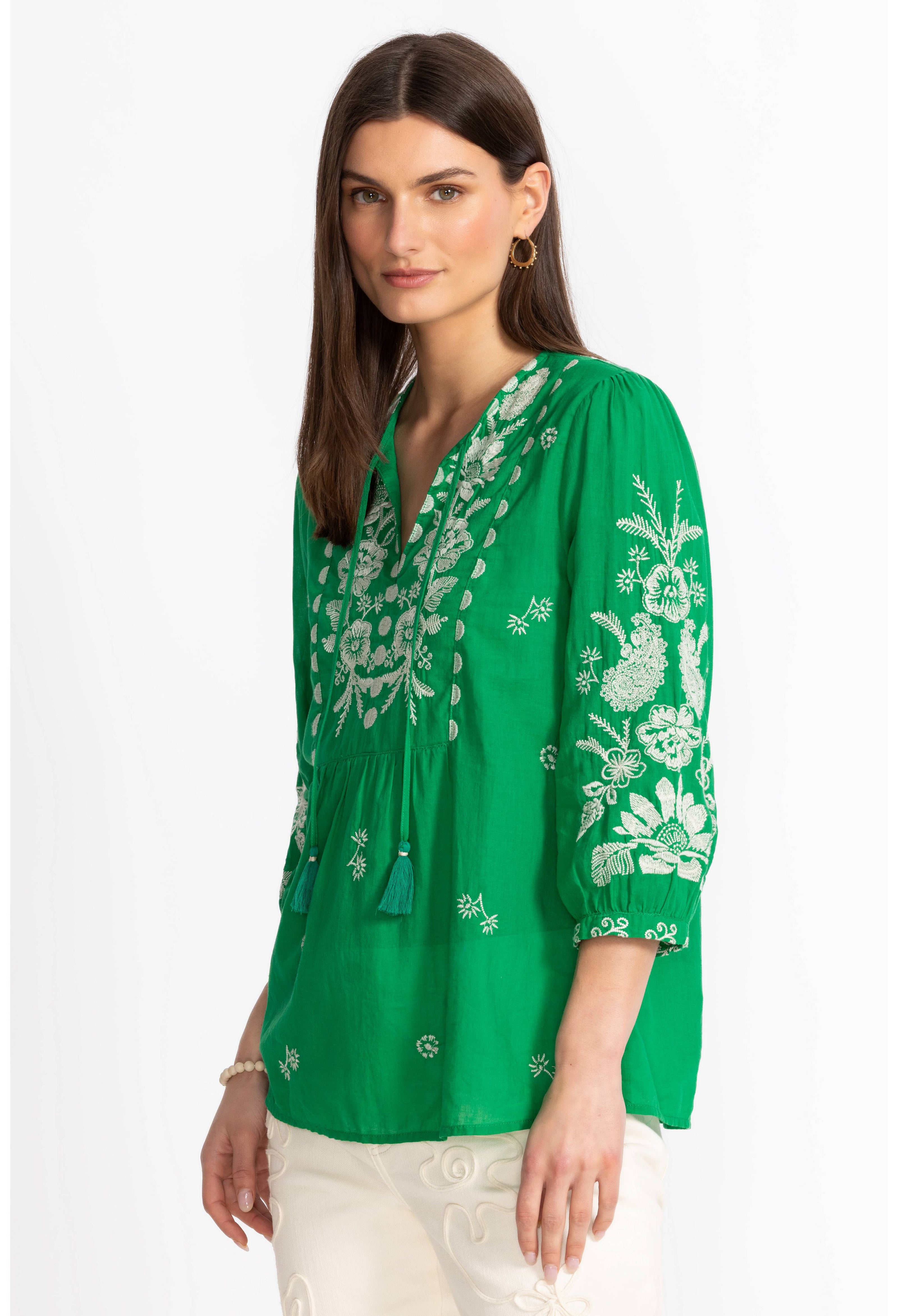 THREE QUARTER SLEEVE PRAIRIE BLOUSE