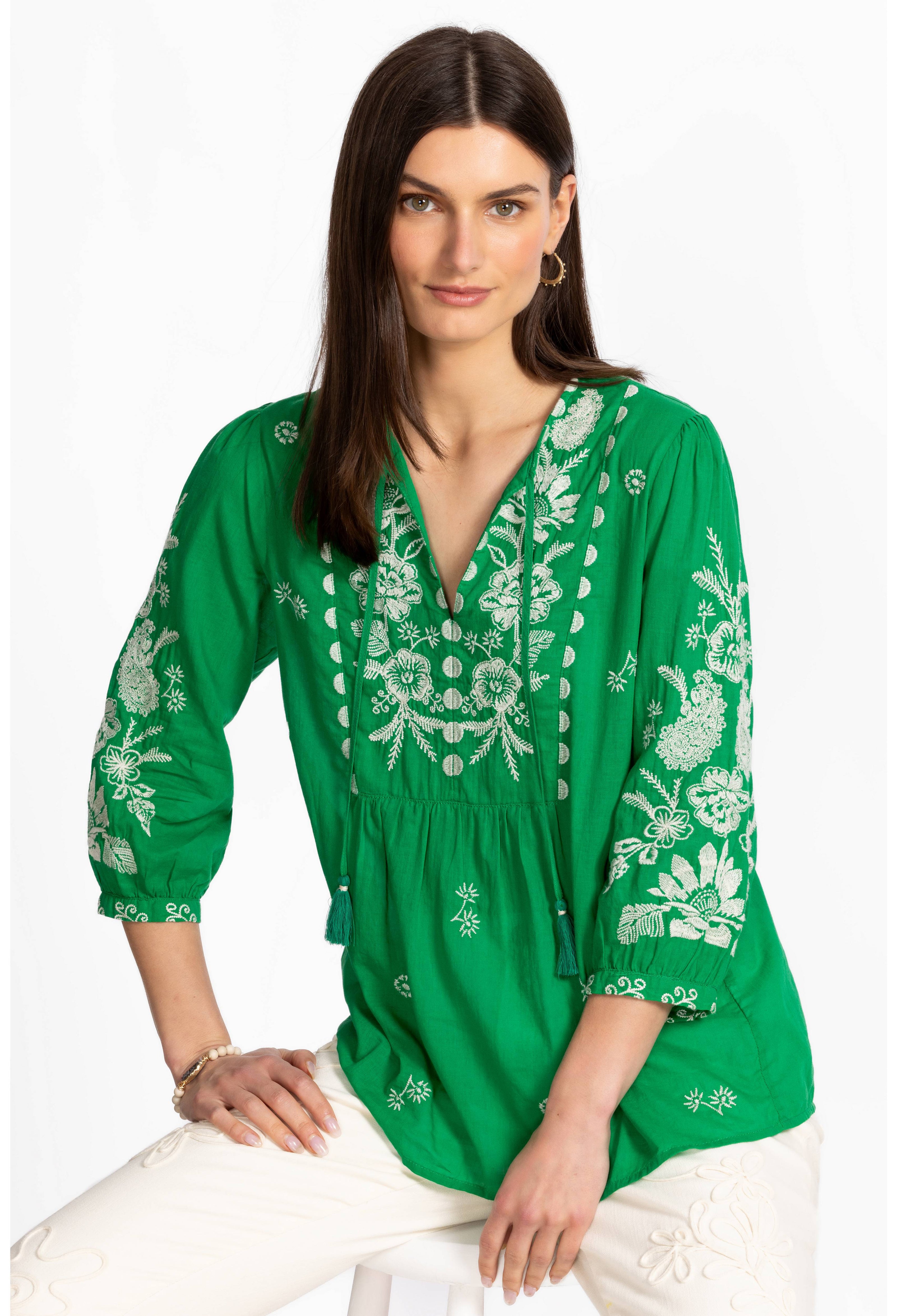 THREE QUARTER SLEEVE PRAIRIE BLOUSE