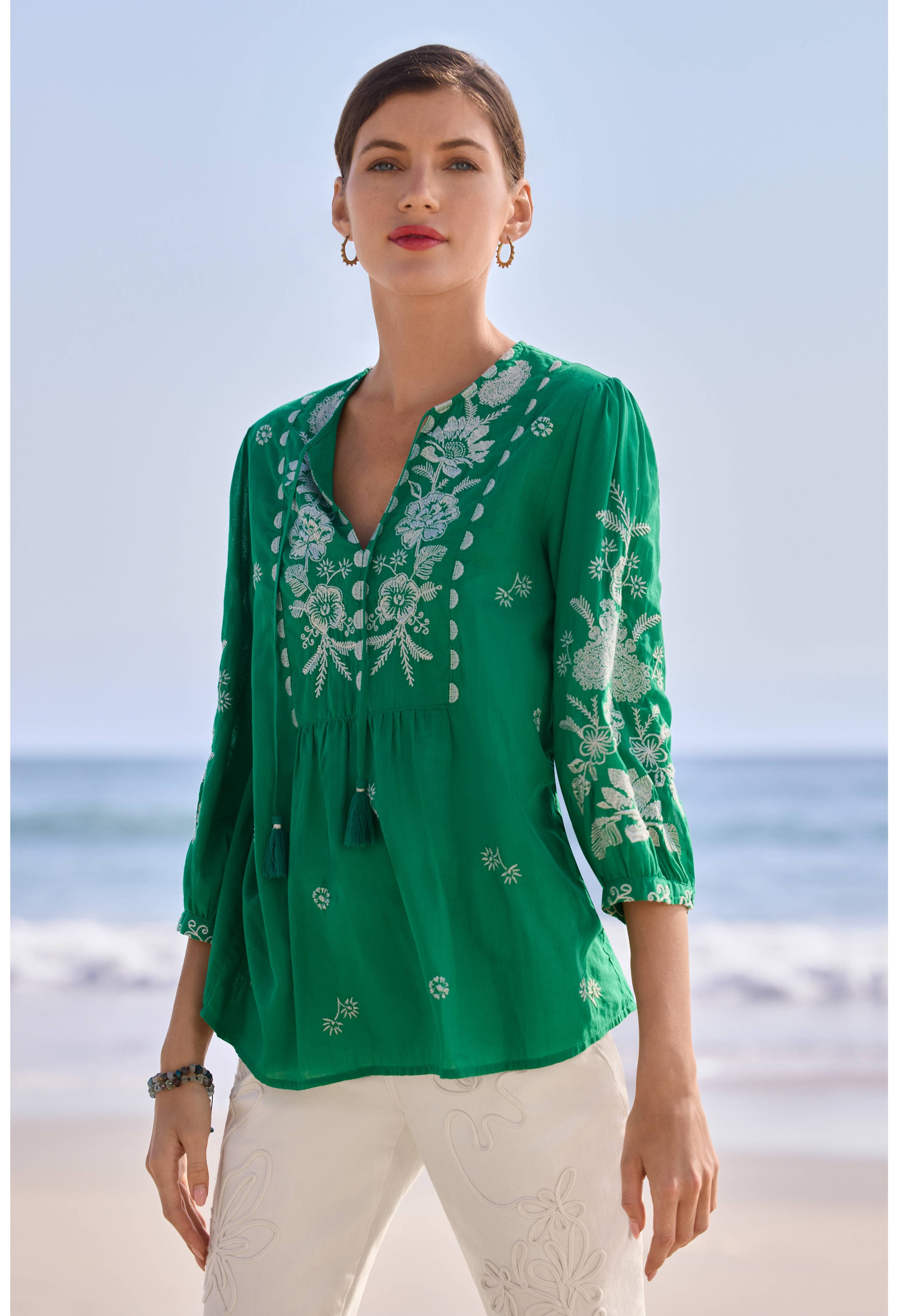 THREE QUARTER SLEEVE PRAIRIE BLOUSE