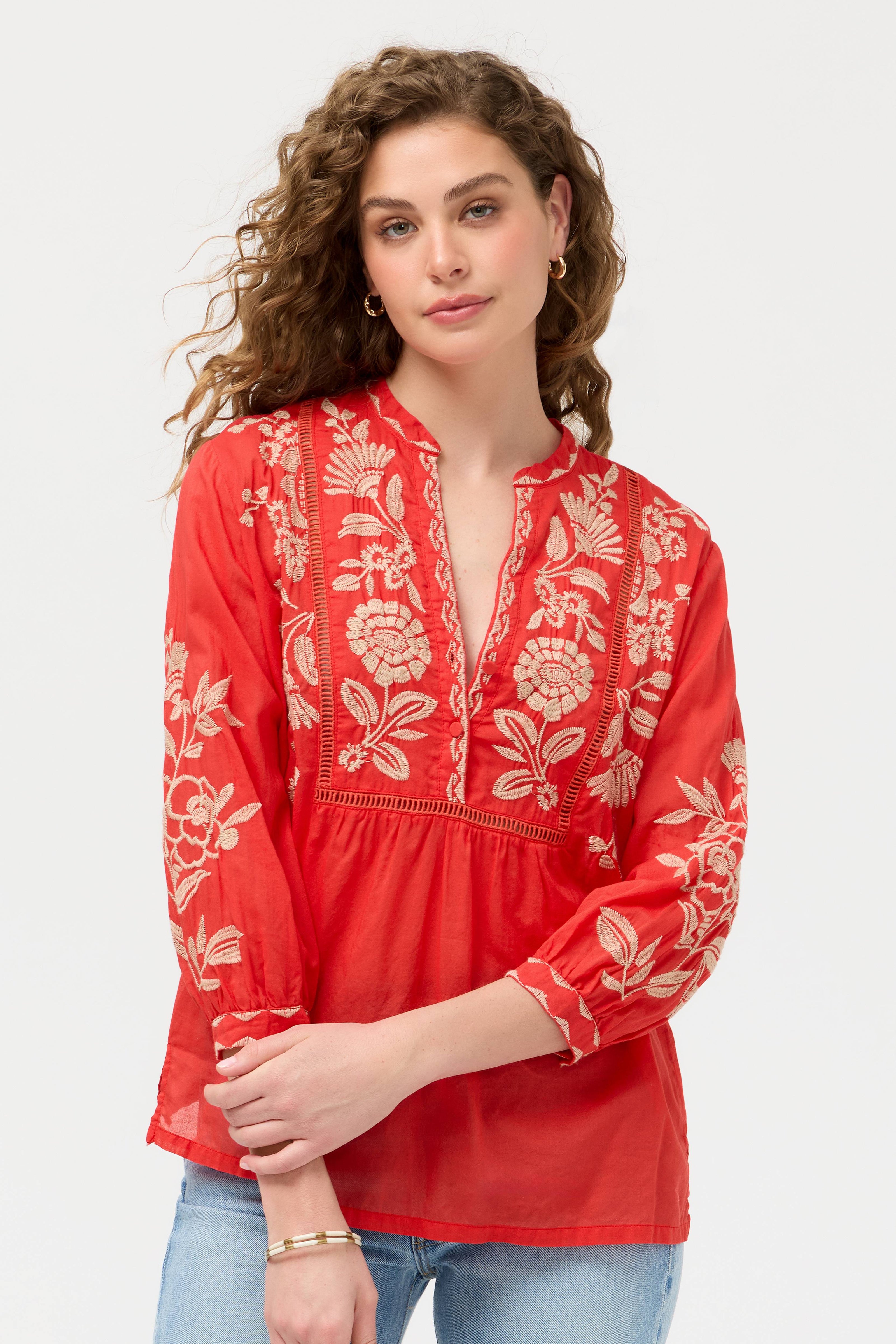 HENLEY YOKE BLOUSE