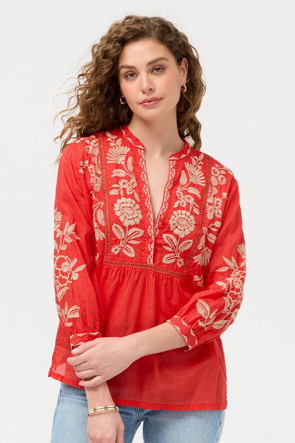 HENLEY YOKE BLOUSE