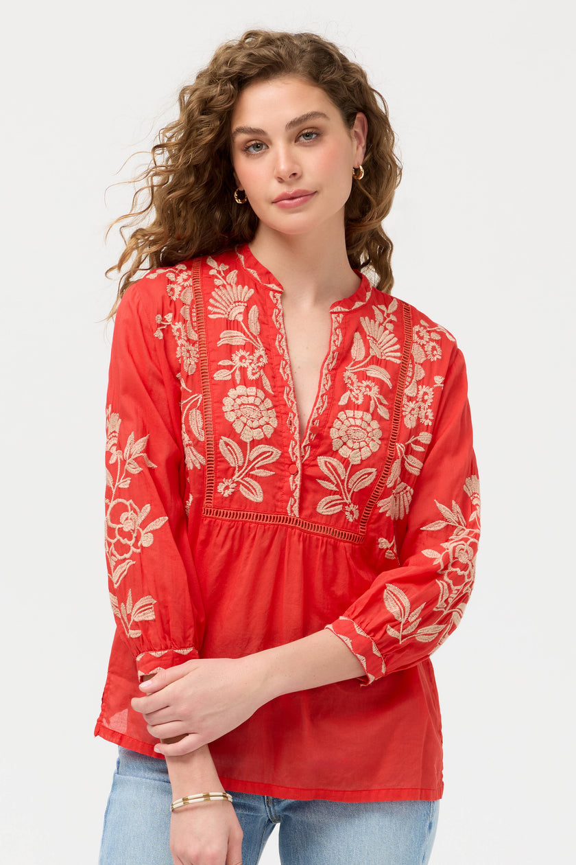 HENLEY YOKE BLOUSE