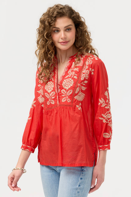 HENLEY YOKE BLOUSE