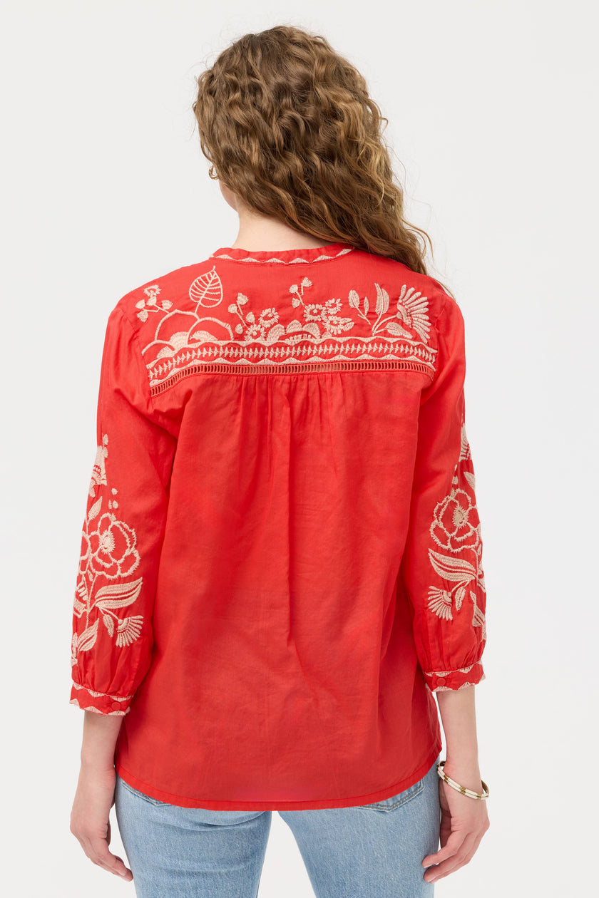 HENLEY YOKE BLOUSE