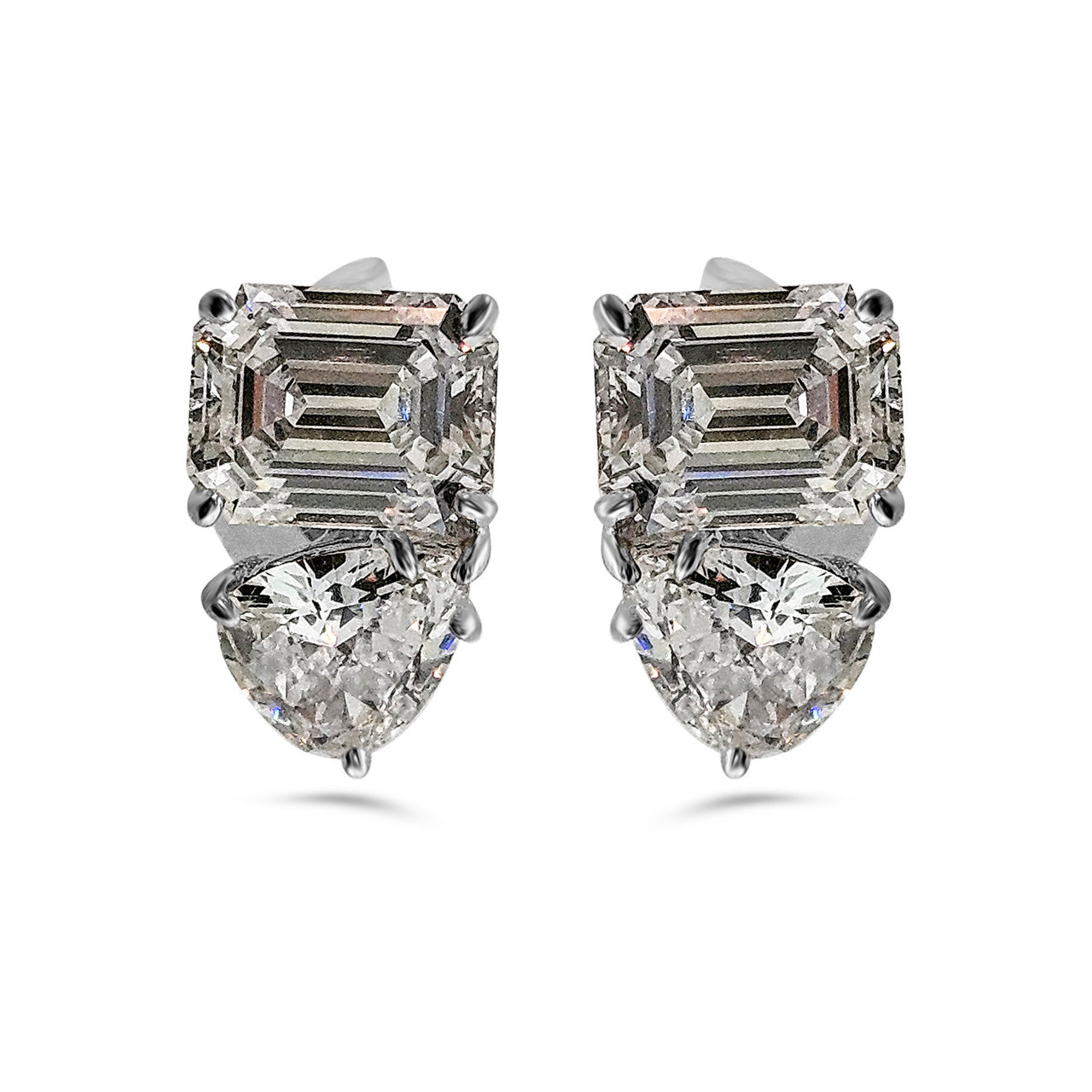 TOI ET MOI PEAR AND EMERALD CUT EARRINGS