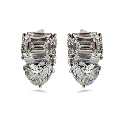 TOI ET MOI PEAR AND EMERALD CUT EARRINGS