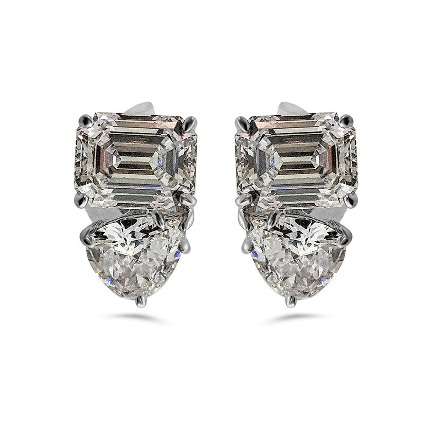 TOI ET MOI PEAR AND EMERALD CUT EARRINGS