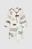 VINTAGE LABEL PRINT TUNIC DRESS