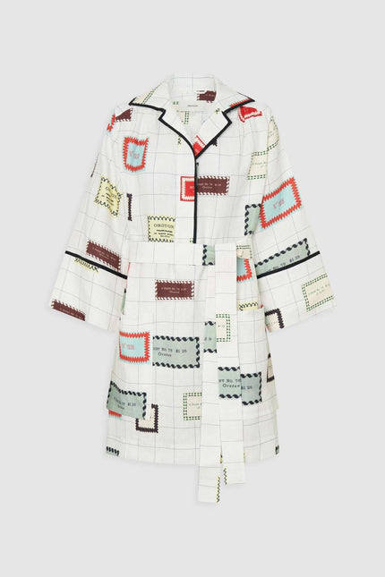 VINTAGE LABEL PRINT TUNIC DRESS