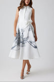 SLEEVELESS BURNOUT FLORAL TRIM SHIRT DRESS
