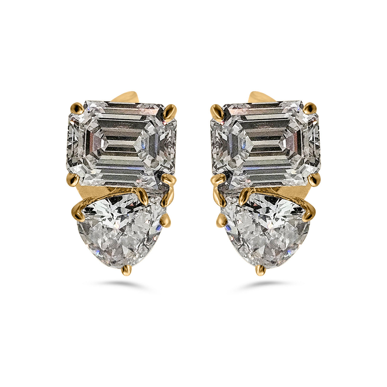 TOI ET MOI PEAR AND EMERALD CUT EARRINGS