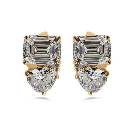 TOI ET MOI PEAR AND EMERALD CUT EARRINGS