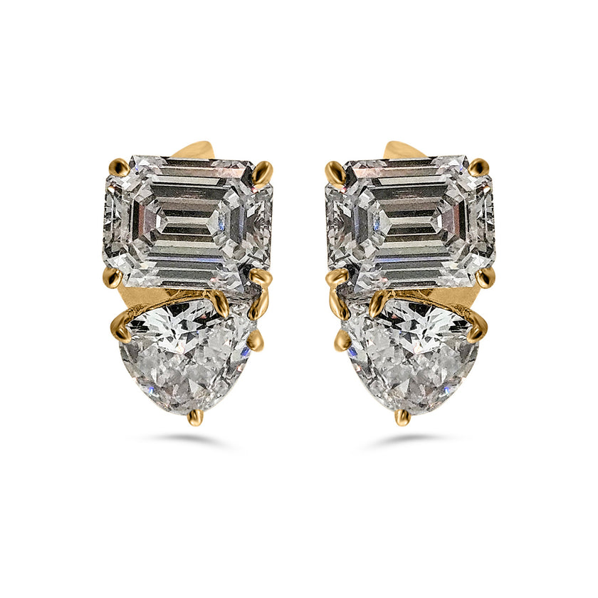 TOI ET MOI PEAR AND EMERALD CUT EARRINGS
